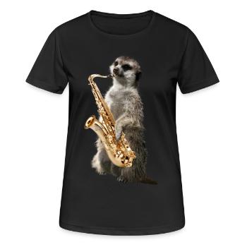 Erdmaennchensax - Women's Breathable T-Shirt - black - Front - AI Model Female 172 light (172cm)