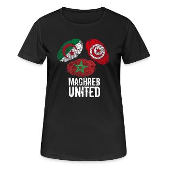 MAGHREB UNITED المغرب - T-shirt respirant Femme - noir - Devant - AI Model Female 172 light (172cm)