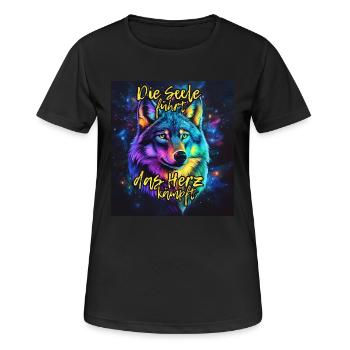 Die Seele führt, das Herz kämpft | Mut & Entschlos - Frauen T-Shirt atmungsaktiv - Schwarz - Vorne - AI Model Female 172 light (172cm)