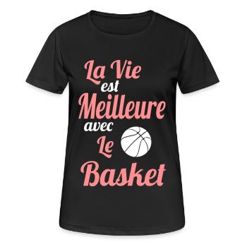 La vie est meilleure avec le basket - Idée Cadeau - T-shirt respirant Femme - noir - Devant - AI Model Female 172 light (172cm)