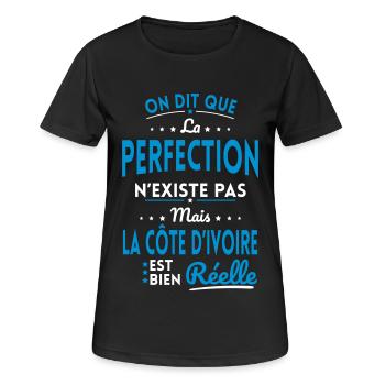 Perfection n'existe pas Côte d'Ivoire est Réelle - T-shirt respirant Femme - noir - Devant - AI Model Female 172 light (172cm)