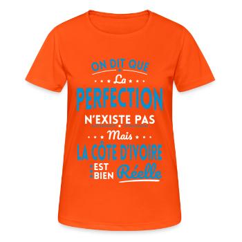 Perfection n'existe pas Côte d'Ivoire est Réelle - T-shirt respirant Femme - orange néon - Devant - AI Model Female 172 dark (172cm)