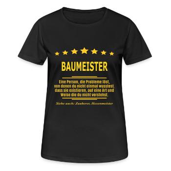 BAUMEISTER - Frauen T-Shirt atmungsaktiv - Schwarz - Vorne - AI Model Female 172 light (172cm)