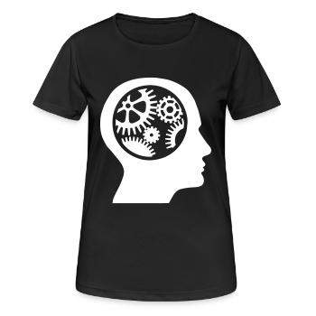 Zahnrad im Kopf - Frauen T-Shirt atmungsaktiv - Schwarz - Vorne - AI Model Female 172 light (172cm)