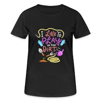 Ich mag es, im Schmutz zu spielen. - Frauen T-Shirt atmungsaktiv - Schwarz - Vorne - AI Model Female 172 light (172cm)