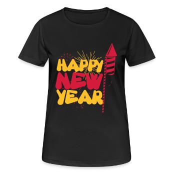 Happy new year - Frauen T-Shirt atmungsaktiv - Schwarz - Vorne - AI Model Female 172 light (172cm)