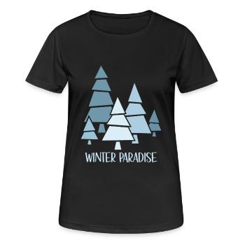Winter Paradise Retro Winterwald Vintage Wandern - Frauen T-Shirt atmungsaktiv - Schwarz - Vorne - AI Model Female 172 light (172cm)