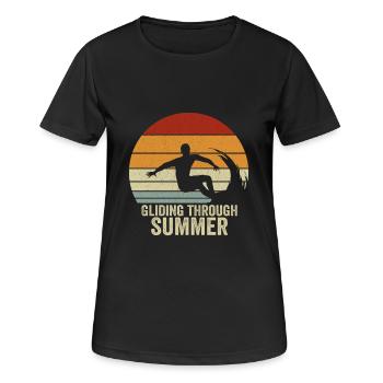 Surf durch den Sommer Vintage Surfing - Frauen T-Shirt atmungsaktiv - Schwarz - Vorne - AI Model Female 172 light (172cm)