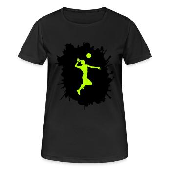 handball klecks - Frauen T-Shirt atmungsaktiv - Schwarz - Vorne - AI Model Female 172 light (172cm)
