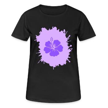 hibiskus klecks - Frauen T-Shirt atmungsaktiv - Schwarz - Vorne - AI Model Female 172 light (172cm)