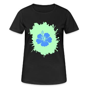 hibiskus klecks - Frauen T-Shirt atmungsaktiv - Schwarz - Vorne - AI Model Female 172 light (172cm)