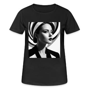 Portrait d’op-art - T-shirt respirant Femme - noir - Devant - AI Model Female 172 light (172cm)