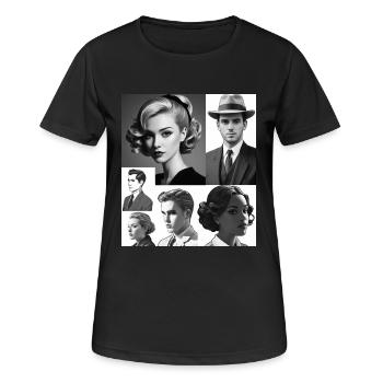 Retro-Frisuren und Kleidung - Frauen T-Shirt atmungsaktiv - Schwarz - Vorne - AI Model Female 172 light (172cm)