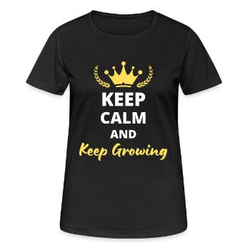 Bewahren Sie Ruhe und wachsen Sie weiter - Frauen T-Shirt atmungsaktiv - Schwarz - Vorne - AI Model Female 172 light (172cm)