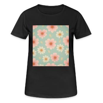 Florales Tapetenmuster - Frauen T-Shirt atmungsaktiv - Schwarz - Vorne - AI Model Female 172 light (172cm)