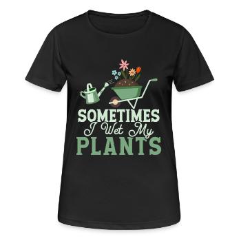 Parfois, je mouille mes plantes Jardinage botanique - T-shirt respirant Femme - noir - Devant - AI Model Female 172 light (172cm)