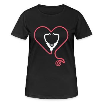 Nursing Stethoscope - Women's Breathable T-Shirt - black - Front - AI Model Female 172 light (172cm)