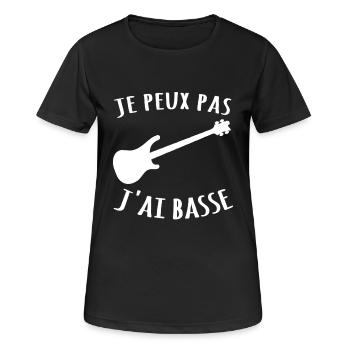je peux pas j'ai basse guitare - T-shirt respirant Femme - noir - Devant - AI Model Female 172 light (172cm)