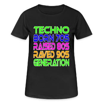 Techno Generation - Frauen T-Shirt atmungsaktiv - Schwarz - Vorne - AI Model Female 172 light (172cm)