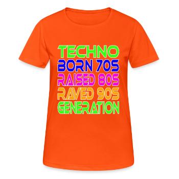 Génération Techno - T-shirt respirant Femme - orange néon - Devant - AI Model Female 172 dark (172cm)