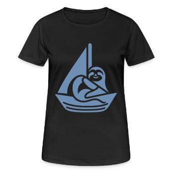 Voilier minimaliste paresseux d’été - T-shirt respirant Femme - noir - Devant - AI Model Female 172 light (172cm)