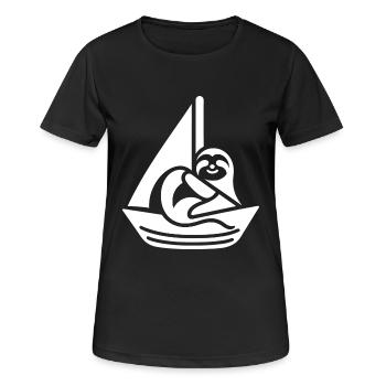 Voilier minimaliste paresseux d’été - T-shirt respirant Femme - noir - Devant - AI Model Female 172 light (172cm)