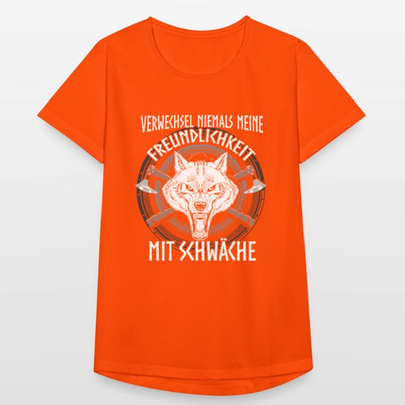 Wikinger Germanen Wolf Sprüche Statement Geschenk Frauen T-Shirt atmungsaktiv