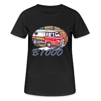 B1000 Pritsche Barkas - Frauen T-Shirt atmungsaktiv - Schwarz - Vorne - AI Model Female 172 light (172cm)