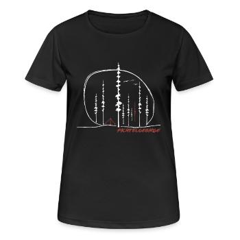 Zelt im Wald Fichtelgebirge - Frauen T-Shirt atmungsaktiv - Schwarz - Vorne - AI Model Female 172 light (172cm)