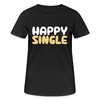 Happy Single - Glücklicher Single - T-shirt respirant Femme - noir - Devant - AI Model Female 172 light (172cm)