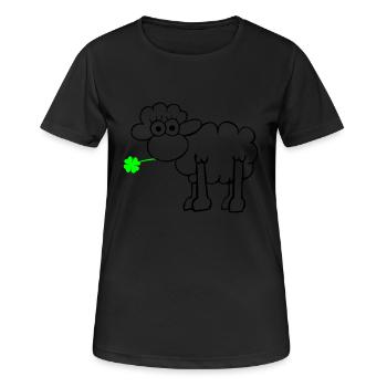 Les moutons avec du trèfle - T-shirt respirant Femme - noir - Devant - AI Model Female 172 light (172cm)