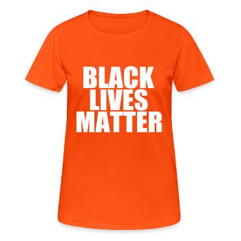 Black lives matter - Frauen T-Shirt atmungsaktiv - Neonorange - Vorne - AI Model Female 172 dark (172cm)