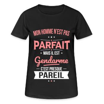 Mon homme n'est pas parfait mais il est gendarme - T-shirt respirant Femme - noir - Devant - AI Model Female 172 light (172cm)