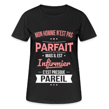 Mon homme n'est pas parfait mais il est infirmier - T-shirt respirant Femme - noir - Devant - AI Model Female 172 light (172cm)