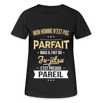 Mon homme pas parfait mais il fait du ju-jitsu - T-shirt respirant Femme - noir - Devant - AI Model Female 172 light (172cm)