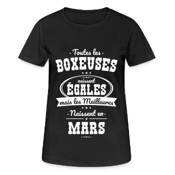 Boxeuses égales meilleures naissent en Mars - T-shirt respirant Femme - noir - Devant - AI Model Female 172 light (172cm)