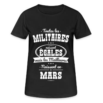 Militaires égales meilleures naissent en Mars - T-shirt respirant Femme - noir - Devant - AI Model Female 172 light (172cm)