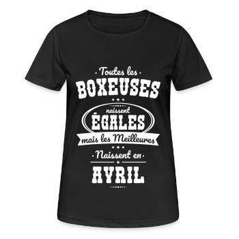 Boxeuses égales meilleures naissent en Avril - T-shirt respirant Femme - noir - Devant - AI Model Female 172 light (172cm)