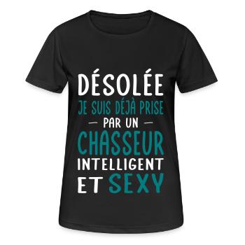 Désolée déjà prise par un chasseur sexy - T-shirt respirant Femme - noir - Devant - AI Model Female 172 light (172cm)