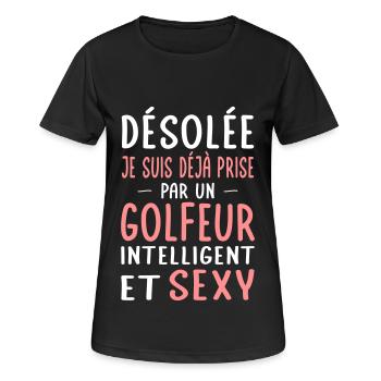 Désolée déjà prise par un golfeur sexy - T-shirt respirant Femme - noir - Devant - AI Model Female 172 light (172cm)