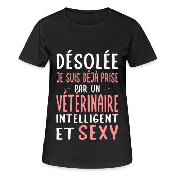Désolée déjà prise par un vétérinaire sexy - T-shirt respirant Femme - noir - Devant - AI Model Female 172 light (172cm)