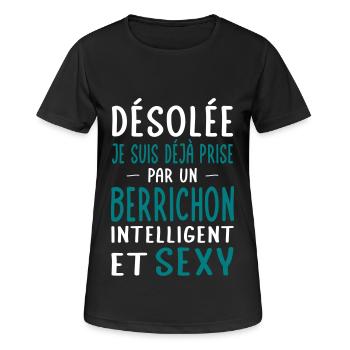 Désolée déjà prise par un Berrichon sexy - T-shirt respirant Femme - noir - Devant - AI Model Female 172 light (172cm)