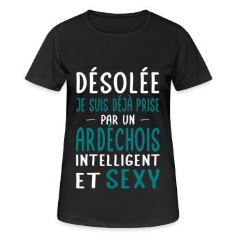 Désolée déjà prise par un Ardéchois sexy - T-shirt respirant Femme - noir - Devant - AI Model Female 172 light (172cm)