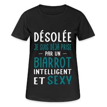 Désolée déjà prise par un Biarrot sexy - T-shirt respirant Femme - noir - Devant - AI Model Female 172 light (172cm)