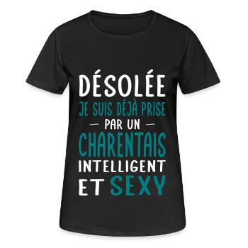 Désolée déjà prise par un Charentais sexy - T-shirt respirant Femme - noir - Devant - AI Model Female 172 light (172cm)