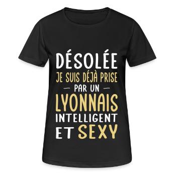 Désolée déjà prise par un Lyonnais sexy - T-shirt respirant Femme - noir - Devant - AI Model Female 172 light (172cm)