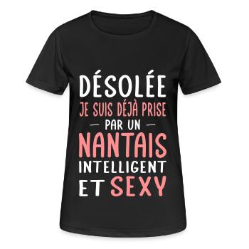 Désolée déjà prise par un Nantais sexy - T-shirt respirant Femme - noir - Devant - AI Model Female 172 light (172cm)