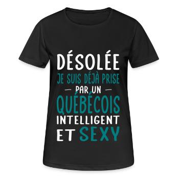 Désolée déjà prise par un Québecois sexy - T-shirt respirant Femme - noir - Devant - AI Model Female 172 light (172cm)