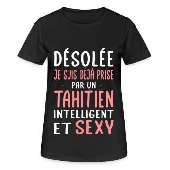 Désolée déjà prise par un Tahitien sexy - T-shirt respirant Femme - noir - Devant - AI Model Female 172 light (172cm)
