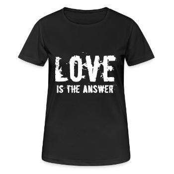LOVE IS THE ANSWER - Women's Breathable T-Shirt - black - Front - AI Model Female 172 light (172cm)